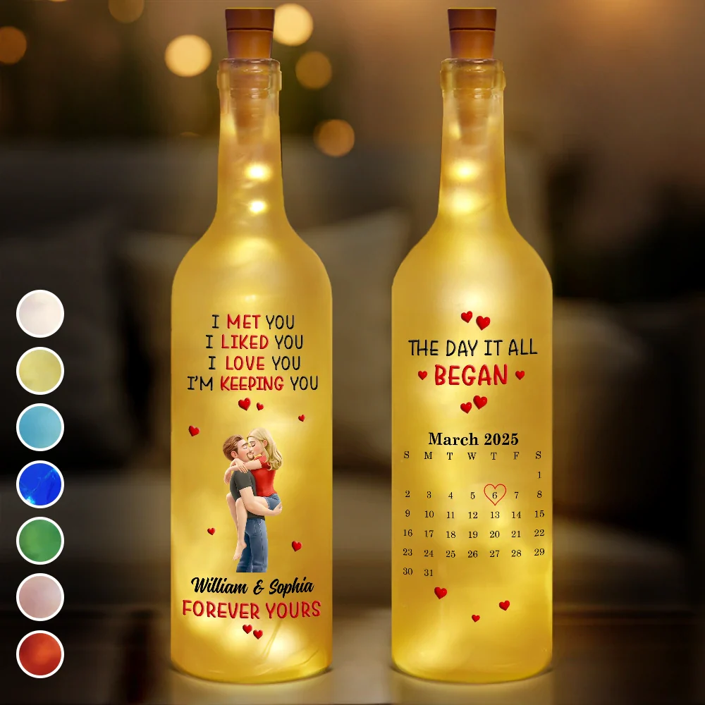Calendar I Met You Liked You Love You Forever - Personalized Bottle Light - Image 2