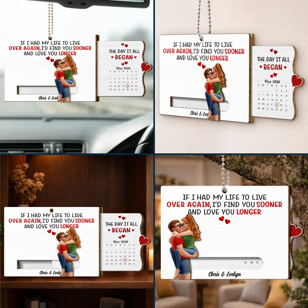 Calendar I Met You Liked You Love You Forever - Personalized Hanging Wooden Slide Card - Image 7