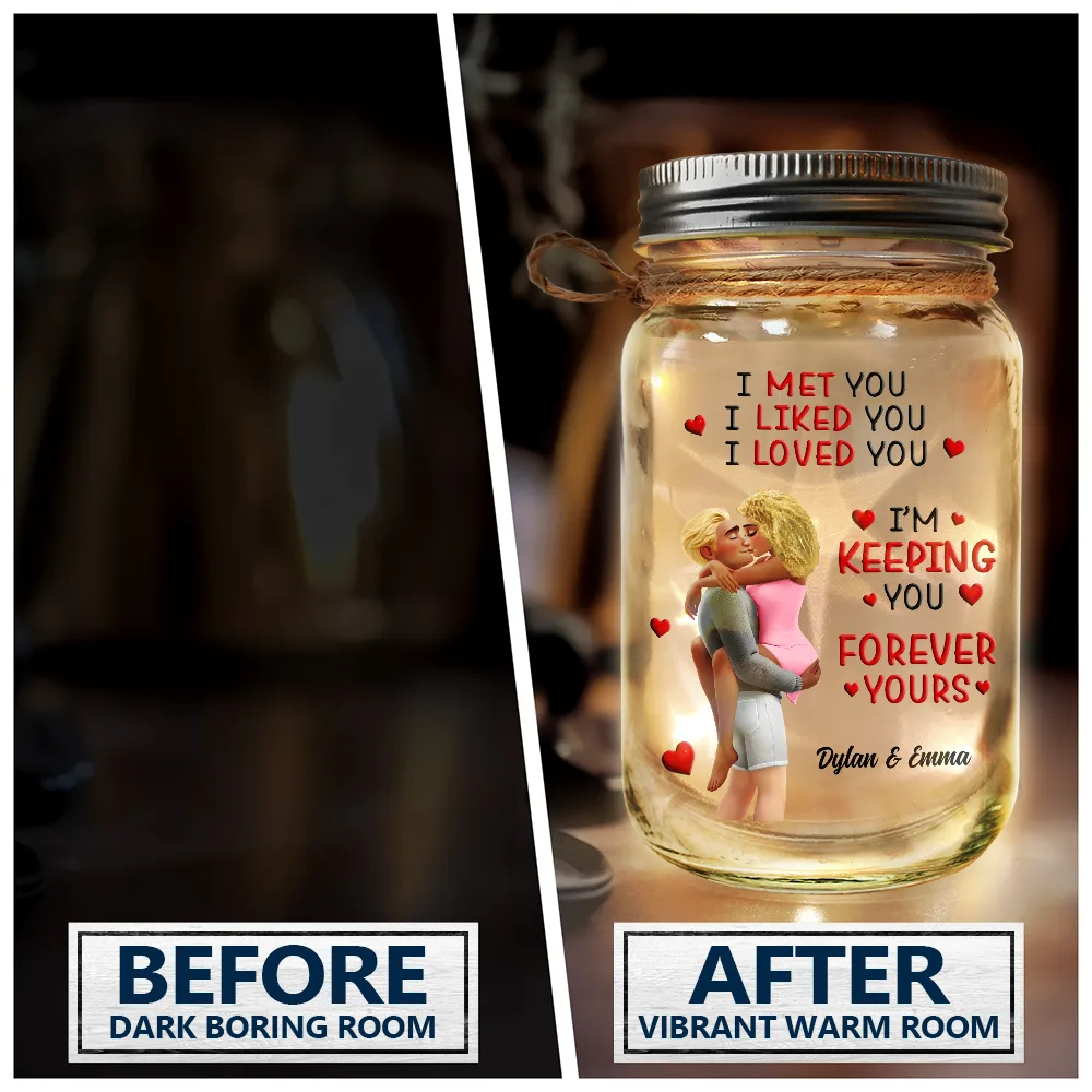 Calendar I Met You Liked You Love You Forever - Personalized Mason Jar Light - Image 4