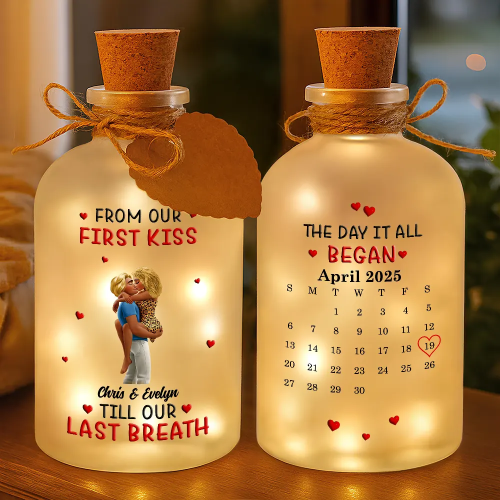 Calendar I Met You Liked You Love You Forever - Personalized Short Bottle Light - Image 3