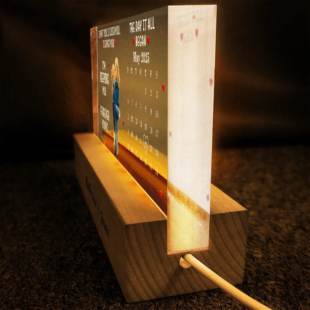 Calendar I Met You Liked You Loved You Forever - Personalized Rectangle LED Light - Image 4