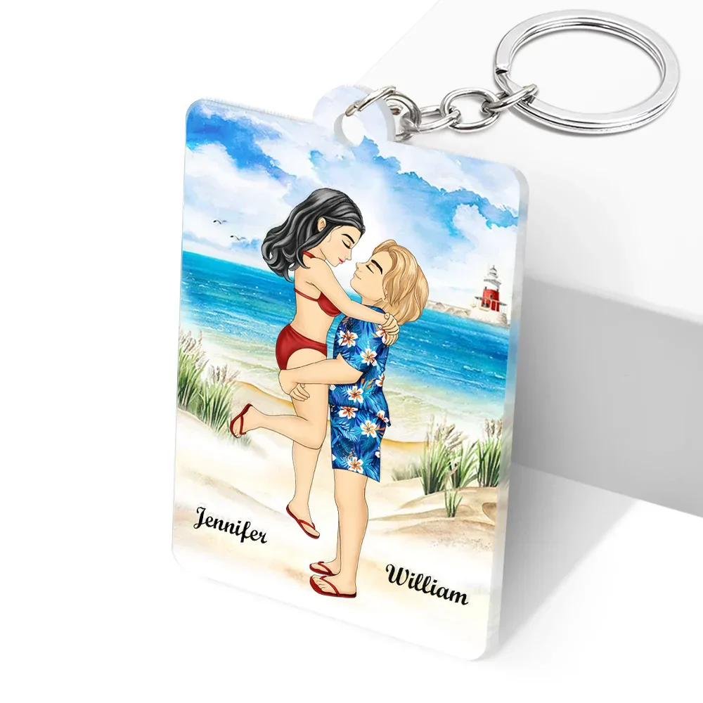 Calendar Kissing The Day Our Journey Began - Personalized Acrylic Keychain - Image 2