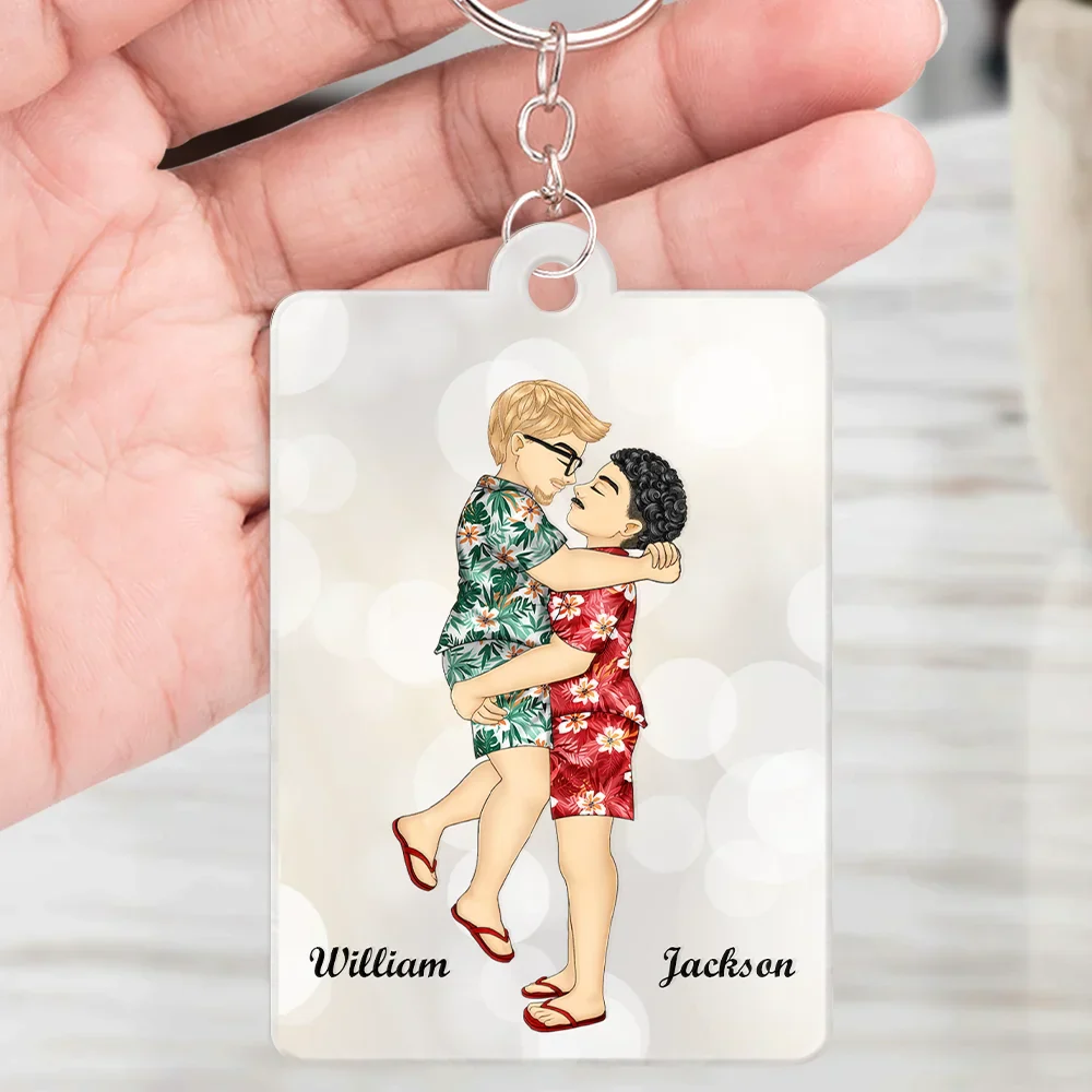 Calendar Kissing The Day Our Journey Began - Personalized Acrylic Keychain - Image 4