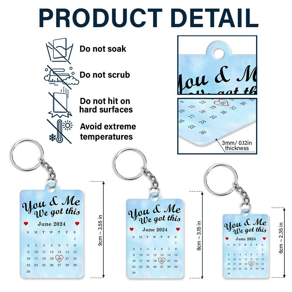 Calendar Kissing The Day Our Journey Began - Personalized Acrylic Keychain - Image 5