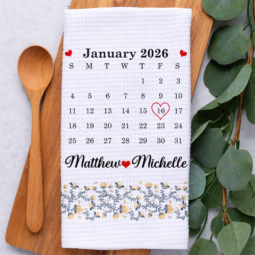 Calendar Married Couple Forever Together - Personalized Kitchen Towel - Image 2