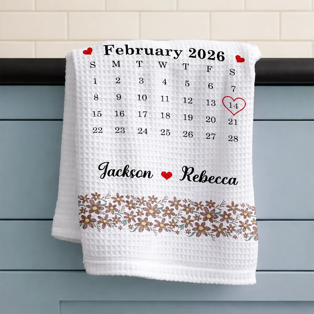 Calendar Married Couple Forever Together - Personalized Kitchen Towel - Image 3