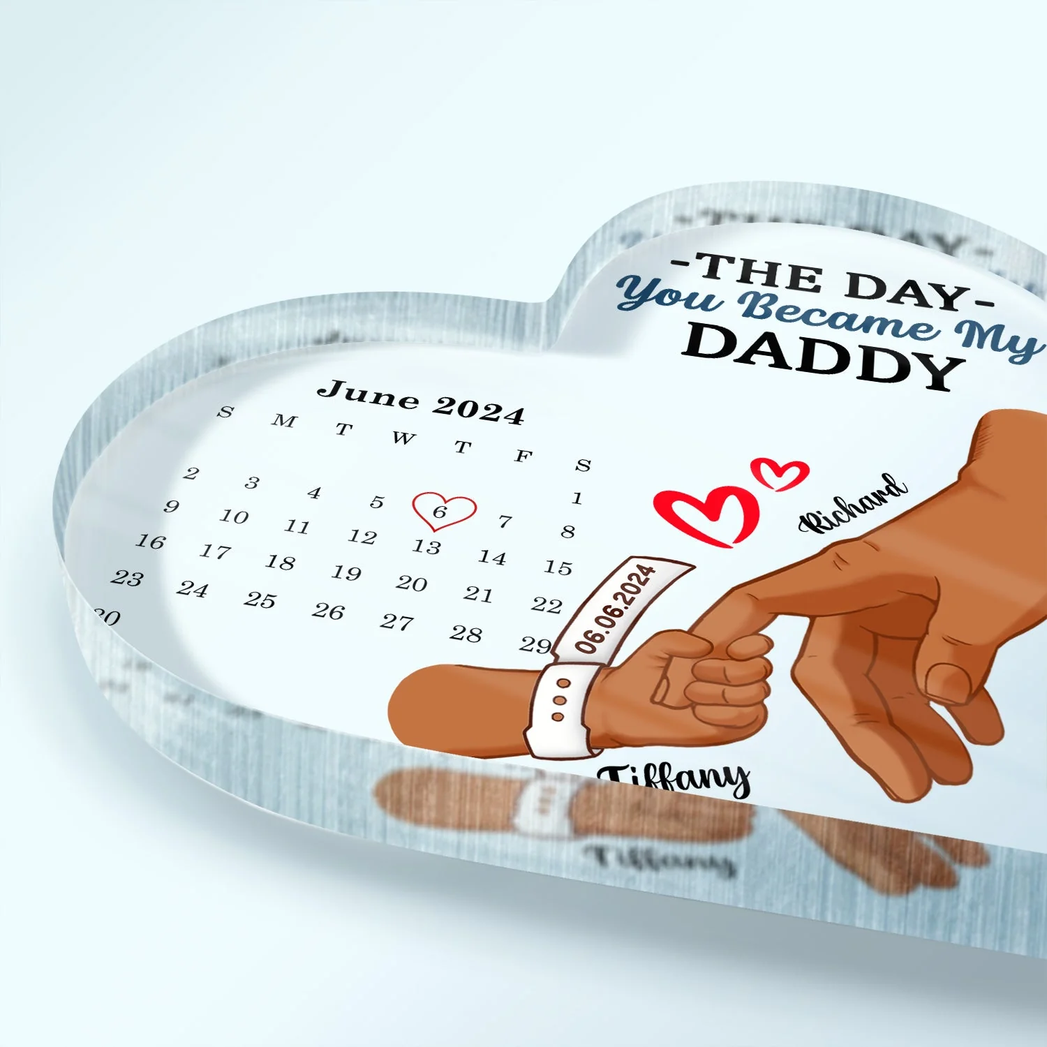 Calendar Mommy The Day You Became My Mommy - Gift For Mother - Personalized Heart Shaped Acrylic Plaque - Image 3