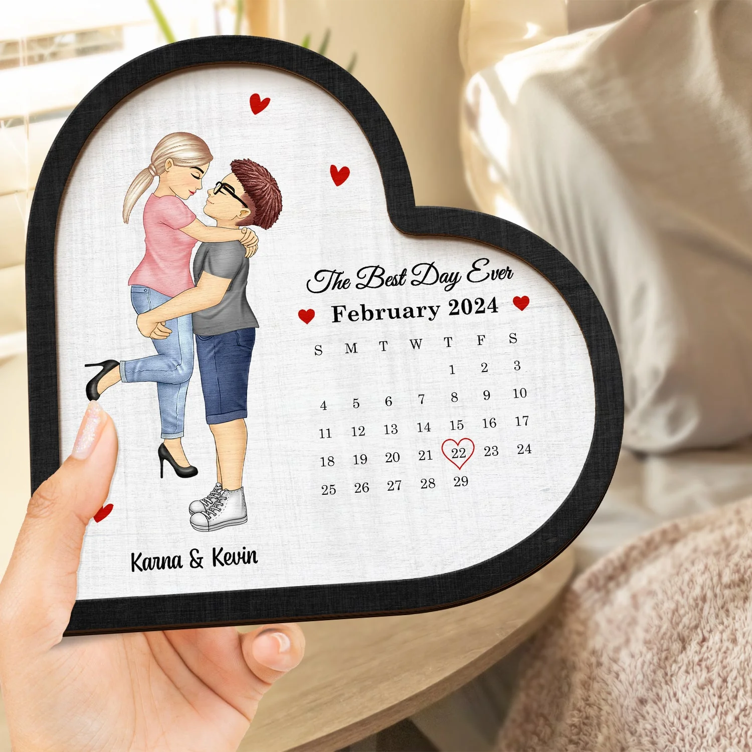 Calendar The Best Day Ever - Gift For Couples - Personalized 2-Layered Wooden Plaque - Image 4
