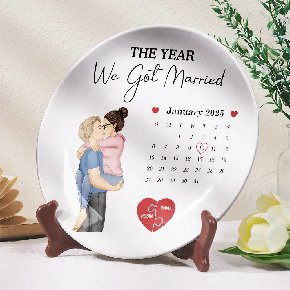 Calendar The Day I Found My Missing Piece - Personalized Ceramic Plate - Image 2