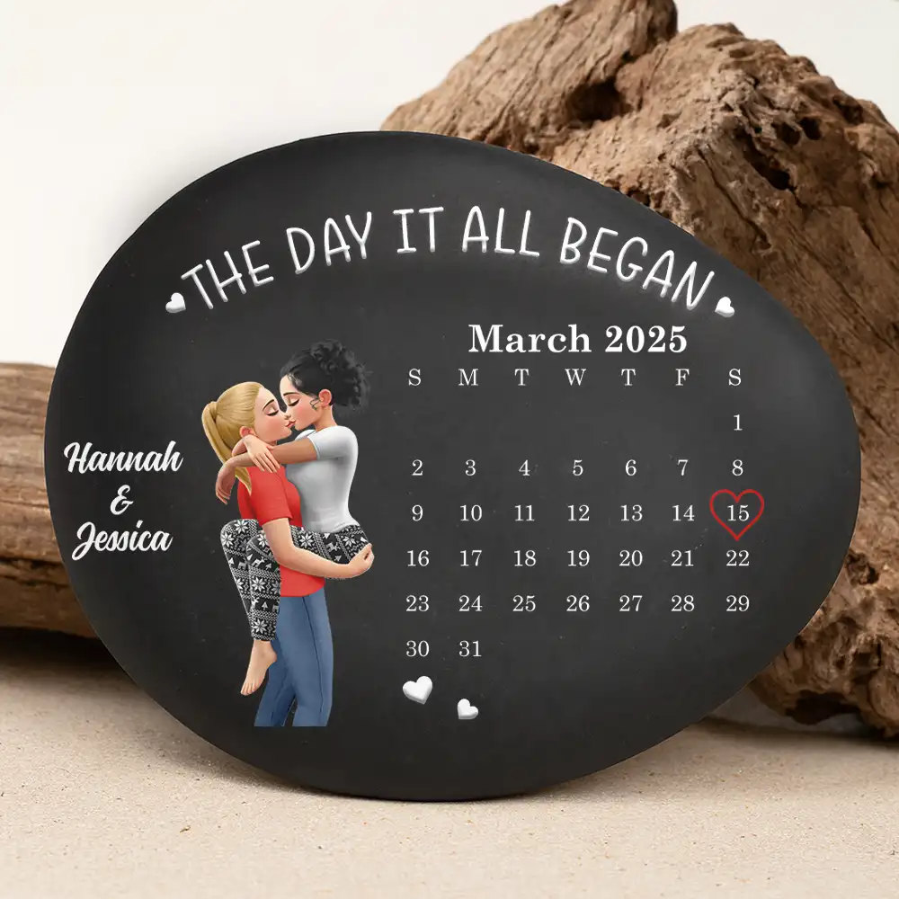 Calendar The Day It All Began - Personalized Printed Rock - Image 3