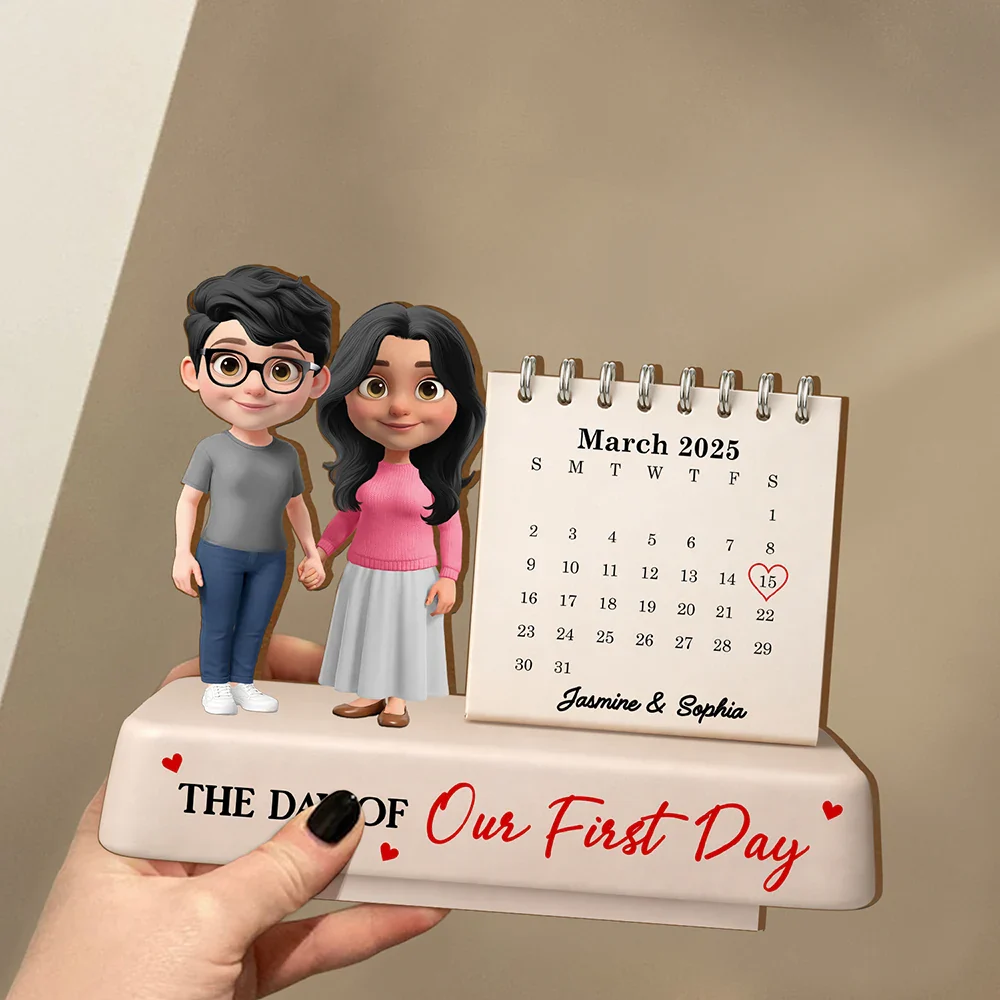 Calendar The Day Our Love Began - Personalized Custom Shaped 2-Layered Wooden Plaque - Image 3