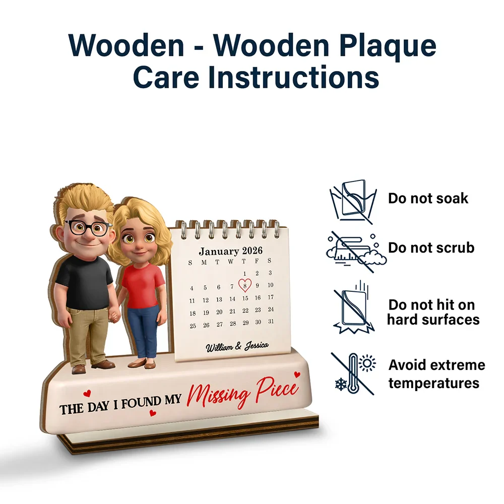 Calendar The Day Our Love Began - Personalized Custom Shaped 2-Layered Wooden Plaque - Image 5
