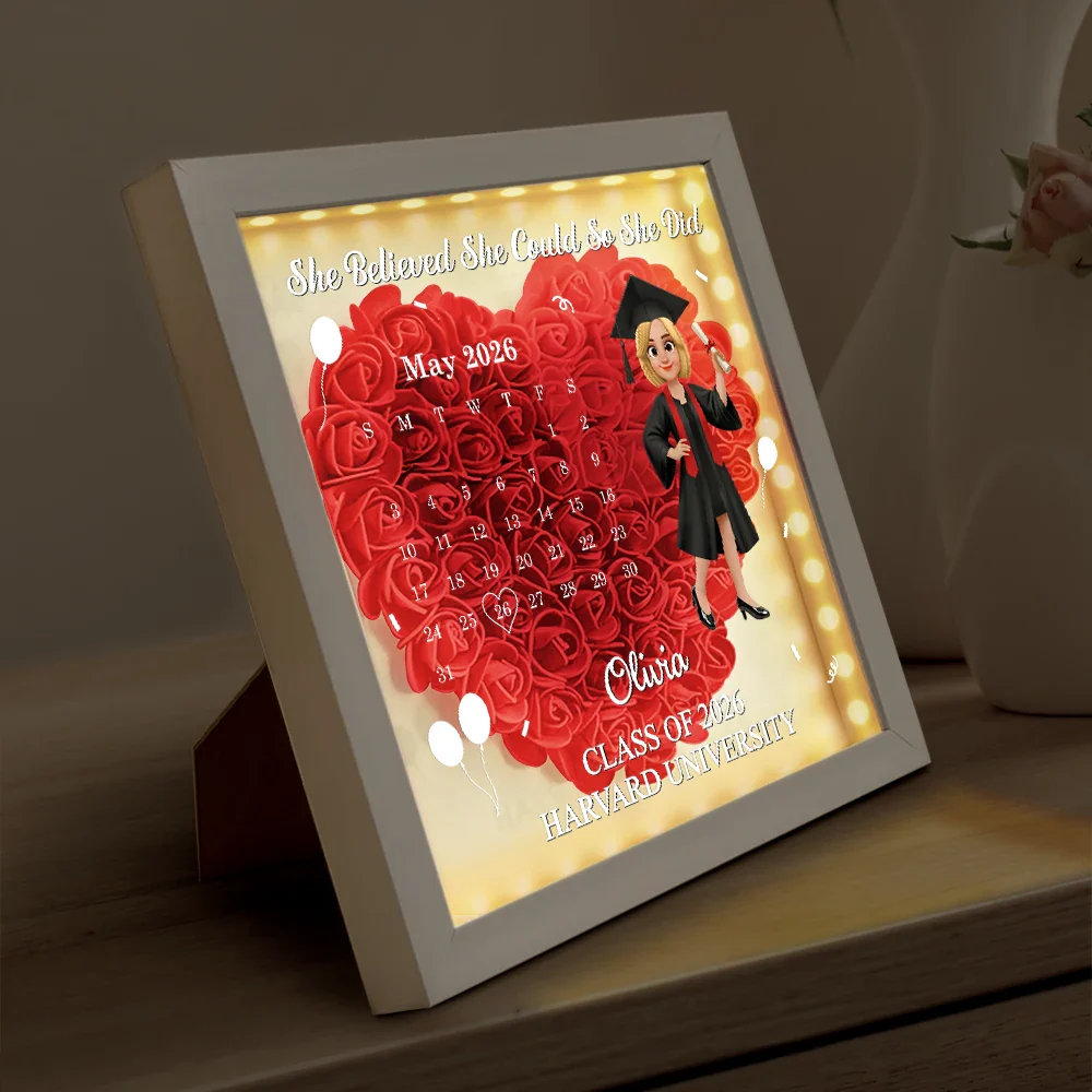 Calendar The Day The Journey Began - Personalized LED Light Flower Shadow Box - Image 4