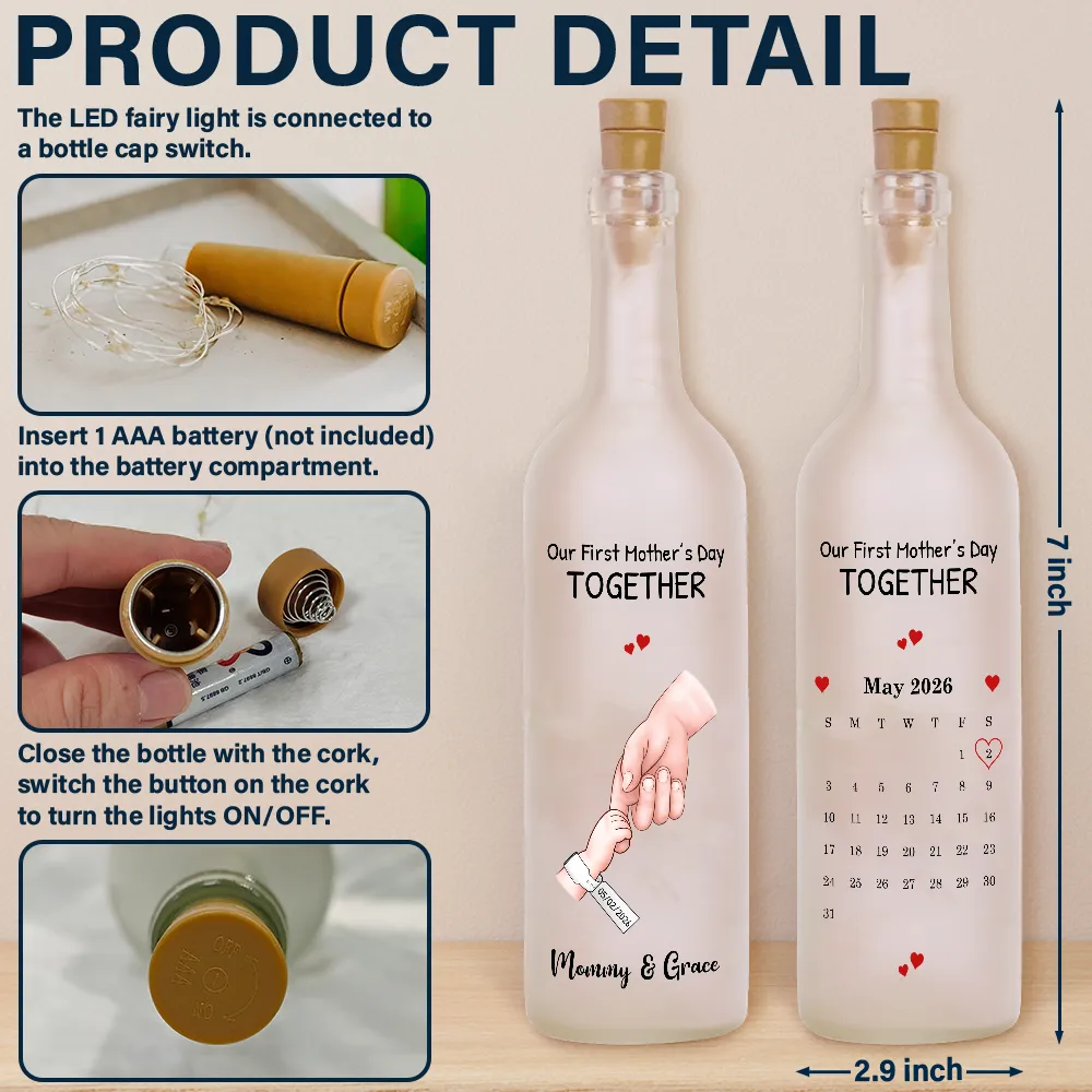 Calendar The Day You Became My Dad Mom Holding Hands - Personalized Bottle Light - Image 4