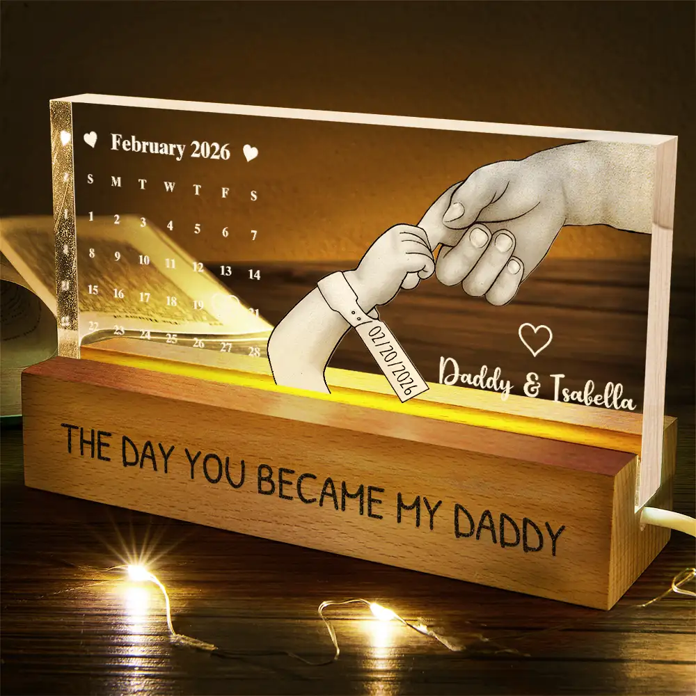 Calendar The Day You Became My Dad Mom - Personalized Rectangle LED Light - Image 5