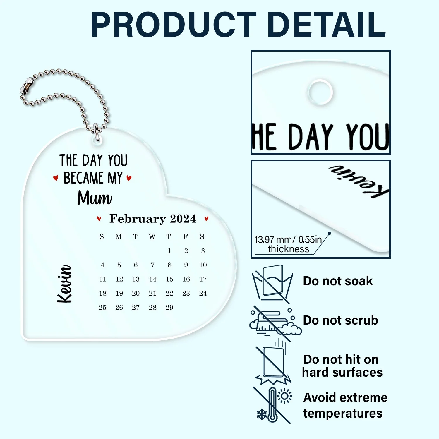 Calendar The Day You Became My Daddy Mommy - Gift For Mother, Father - Personalized Acrylic Car Hanger - Image 5