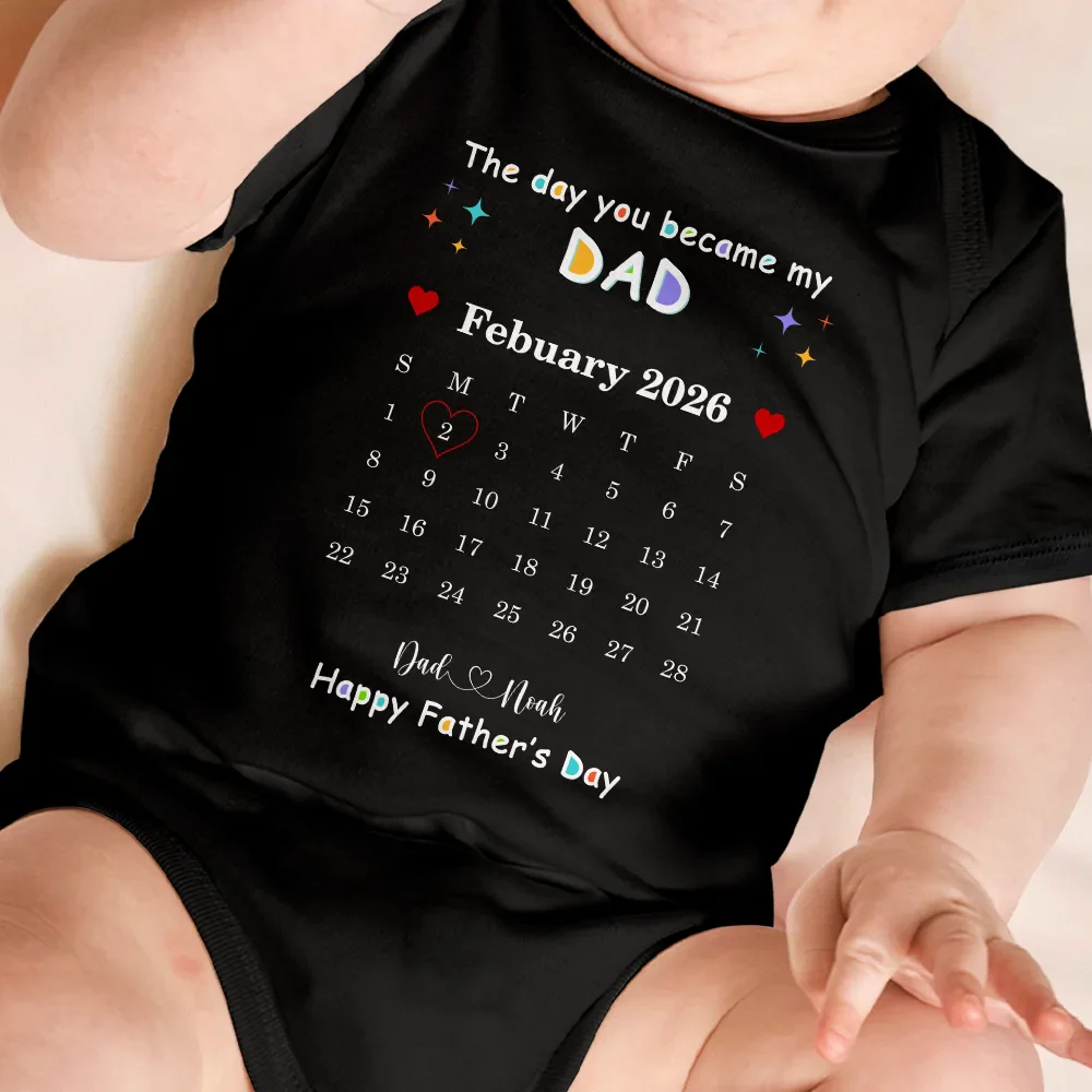 Calendar The Day You Became My Daddy Mommy - Personalized T Shirt - Image 4