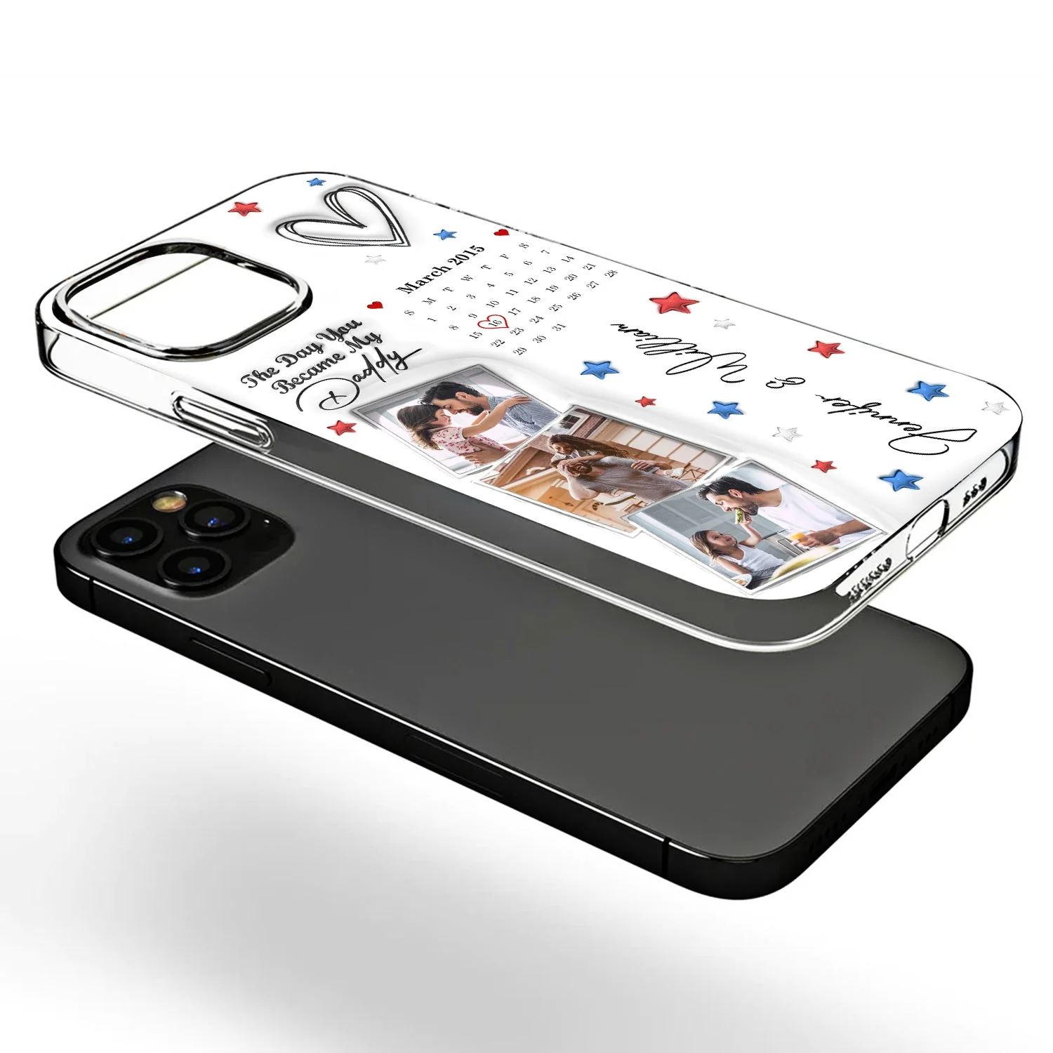 Calendar The Day You Became Our Daddy - Gift For Father - 3D Inflated Effect Printed, Personalized Clear Phone Case - Image 3