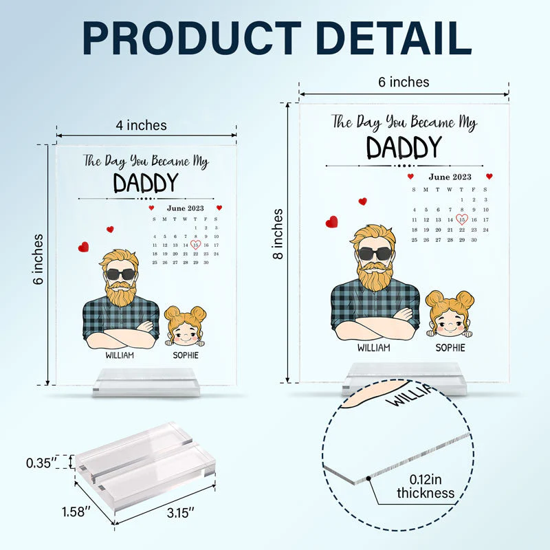 Calendar The Days You Became Our Daddy - Personalized Vertical Rectangle Acrylic Plaque - Image 5