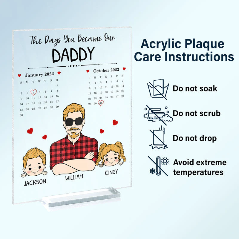 Calendar The Days You Became Our Daddy - Personalized Vertical Rectangle Acrylic Plaque - Image 6