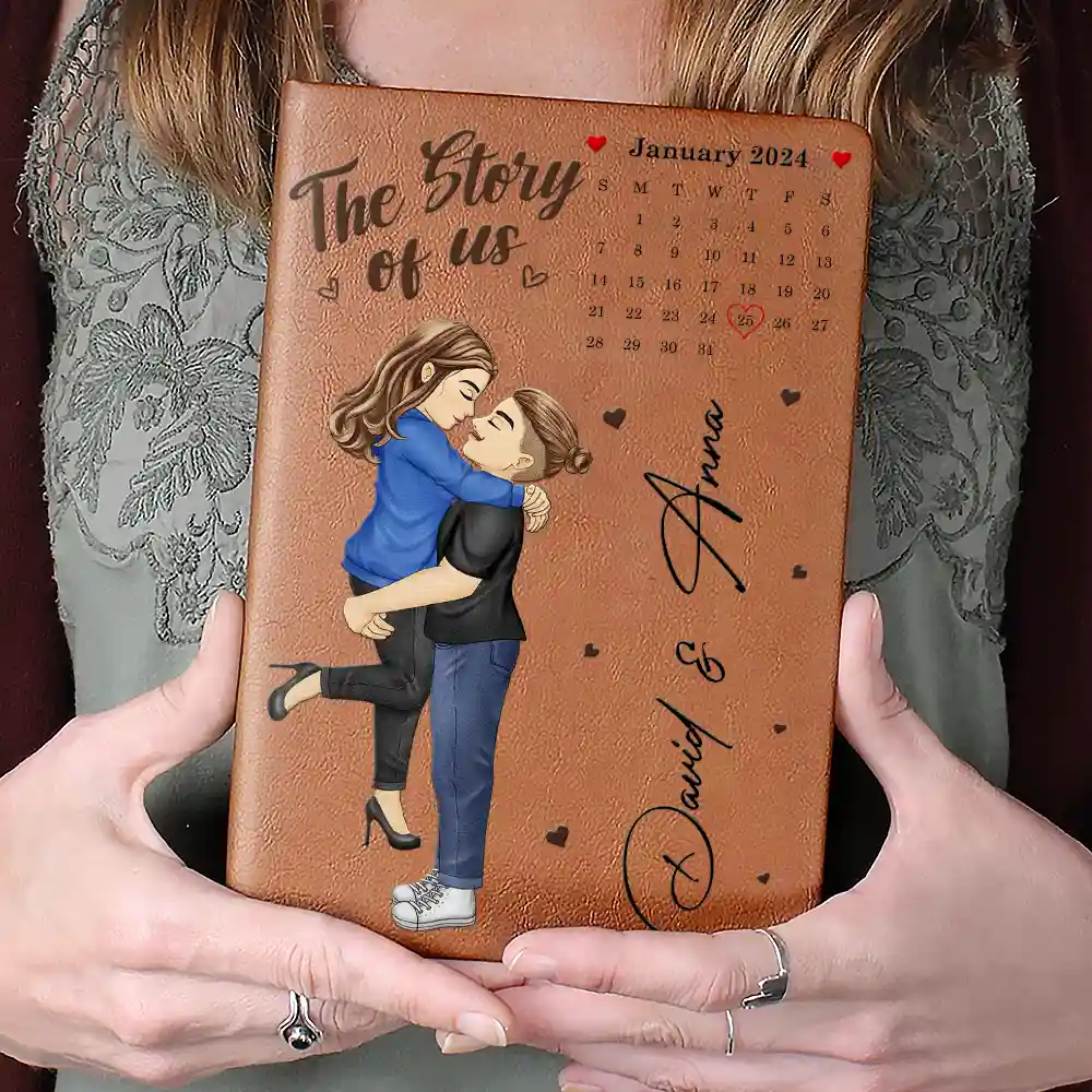 Calendar The Story Of Us Couples - Personalized Leather Journal - Image 4