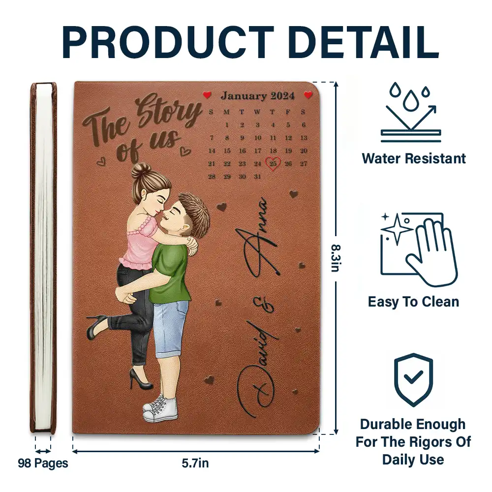 Calendar The Story Of Us Couples - Personalized Leather Journal - Image 5