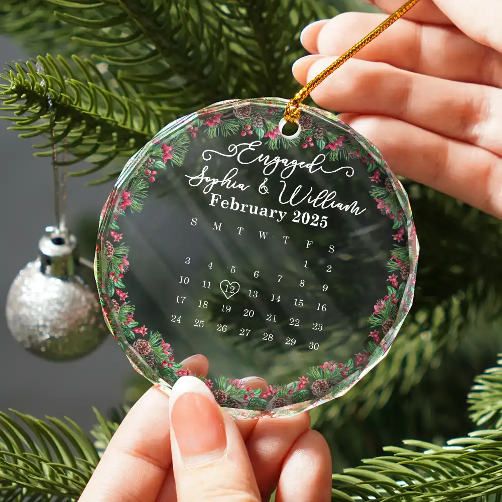 Calendar Where Our Story Began - Personalized Circle Glass Ornament - Image 2