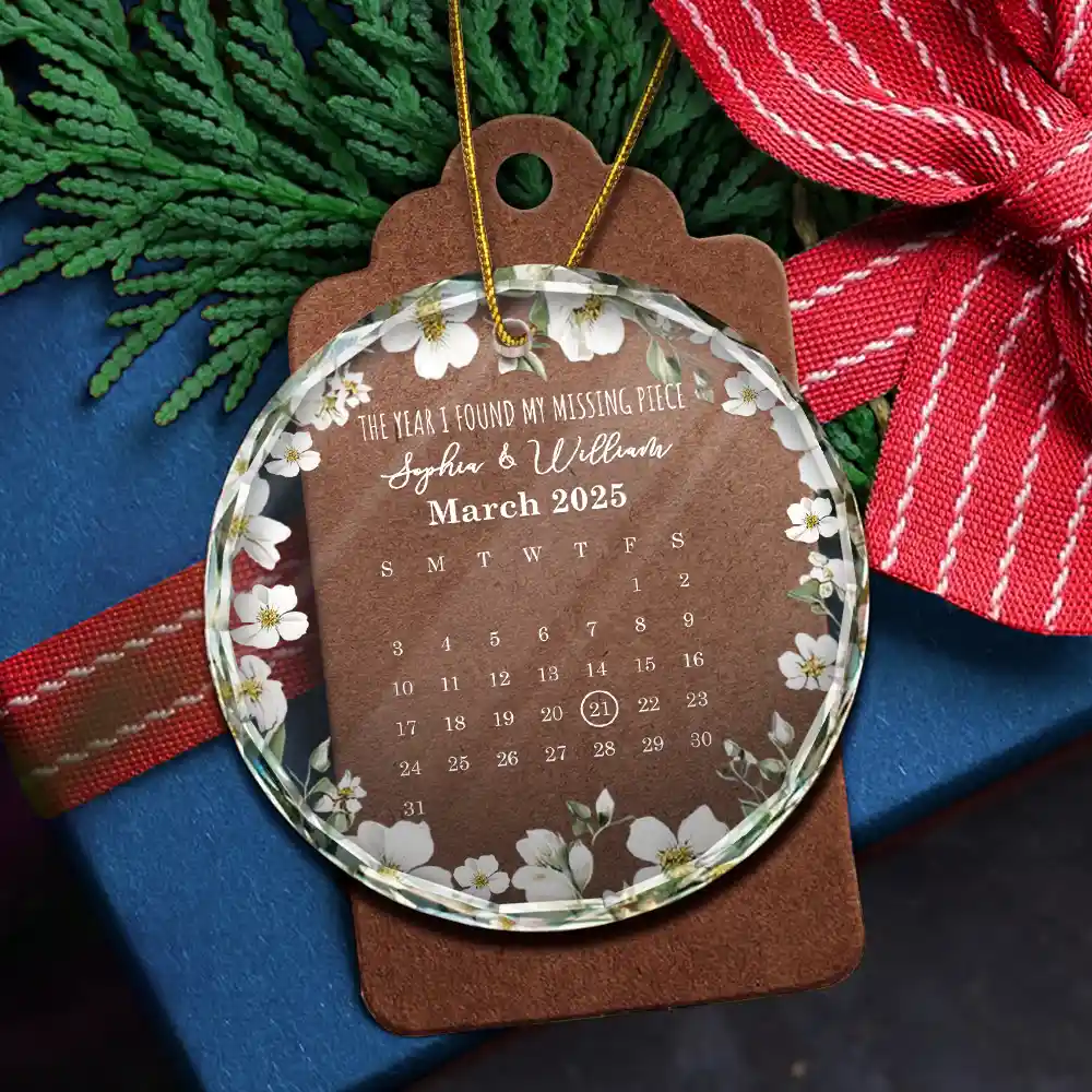 Calendar Where Our Story Began - Personalized Circle Glass Ornament - Image 5
