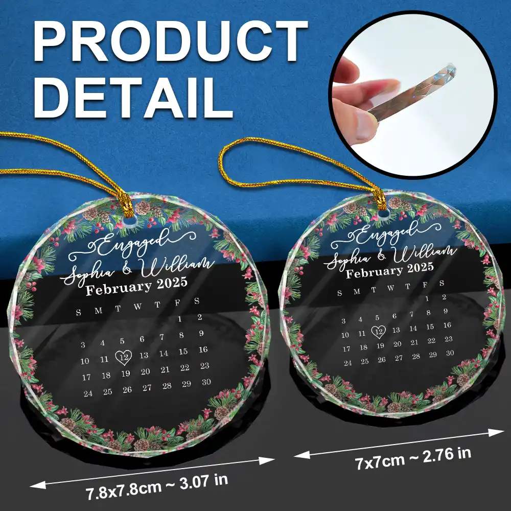 Calendar Where Our Story Began - Personalized Circle Glass Ornament - Image 6