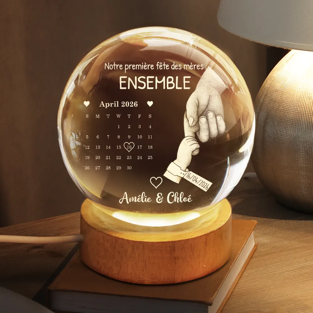 Calendrier Le Jour Où Tu Es Devenue Ma Maman Papa - Lampe Boule En Cristal Personnalisée - Image 2