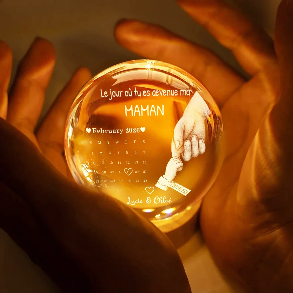 Calendrier Le Jour Où Tu Es Devenue Ma Maman Papa - Lampe Boule En Cristal Personnalisée - Image 4