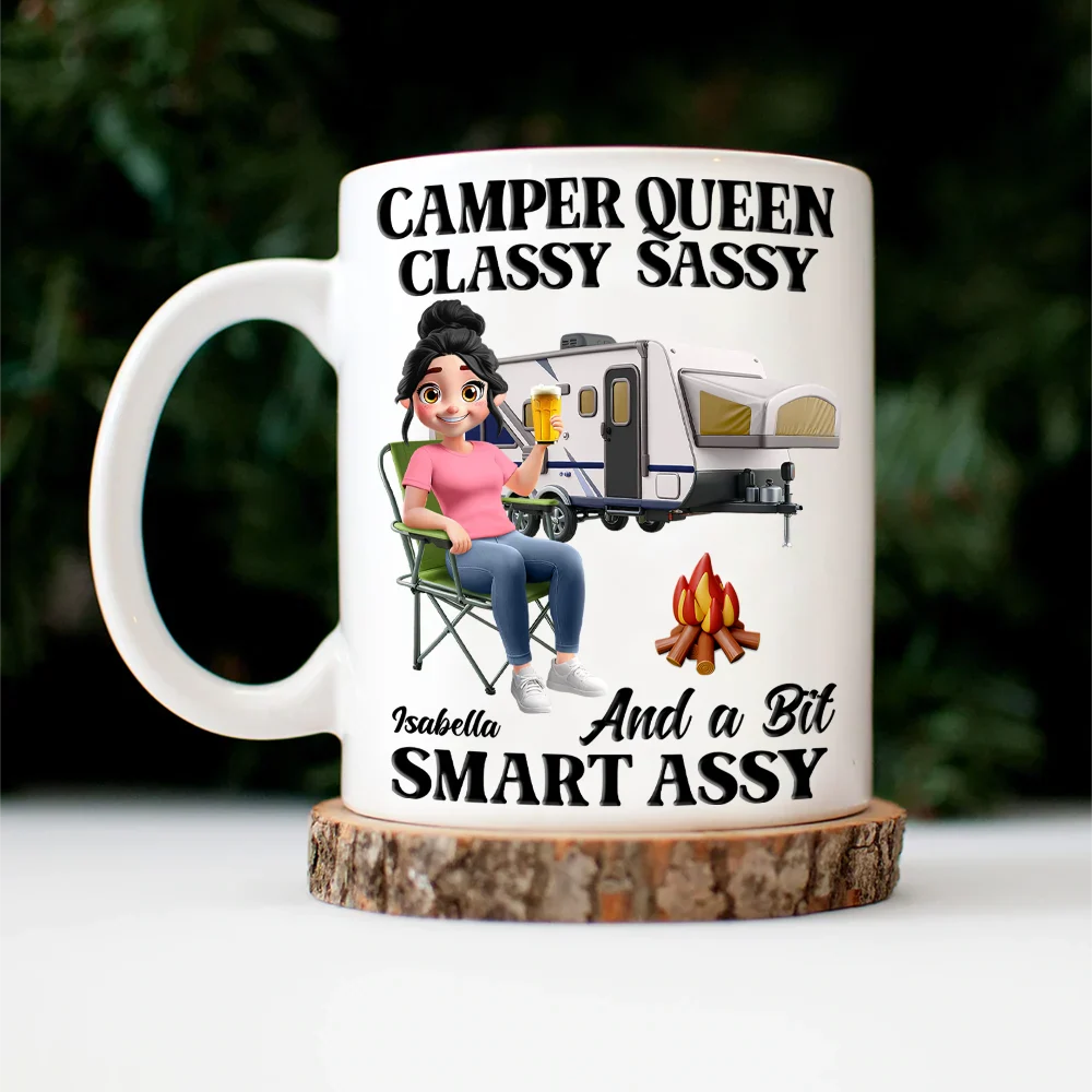 Camper Queen Classy Sassy 3D Effect - Personalized Mug - Image 4