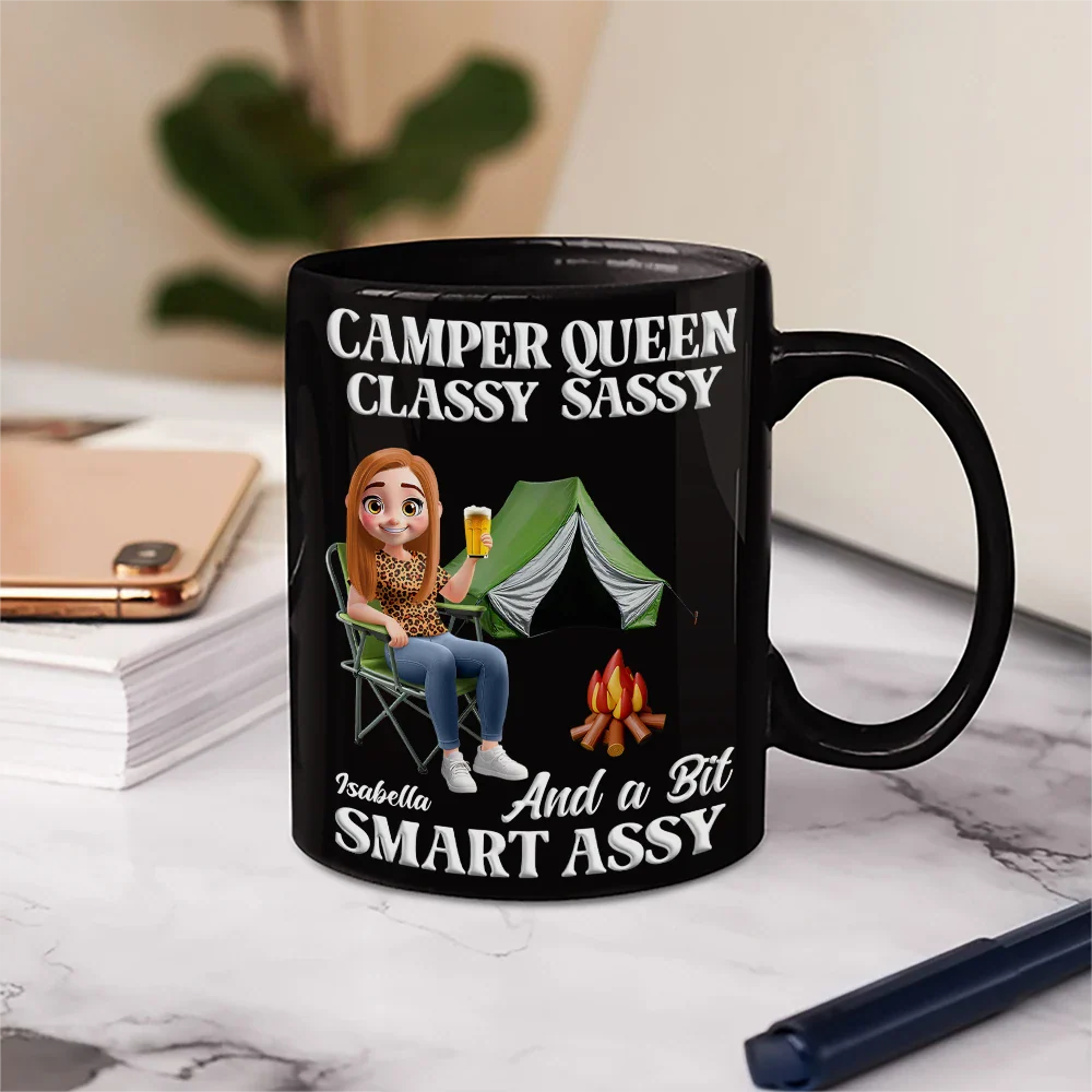 Camper Queen Classy Sassy 3D Effect - Personalized Mug - Image 5
