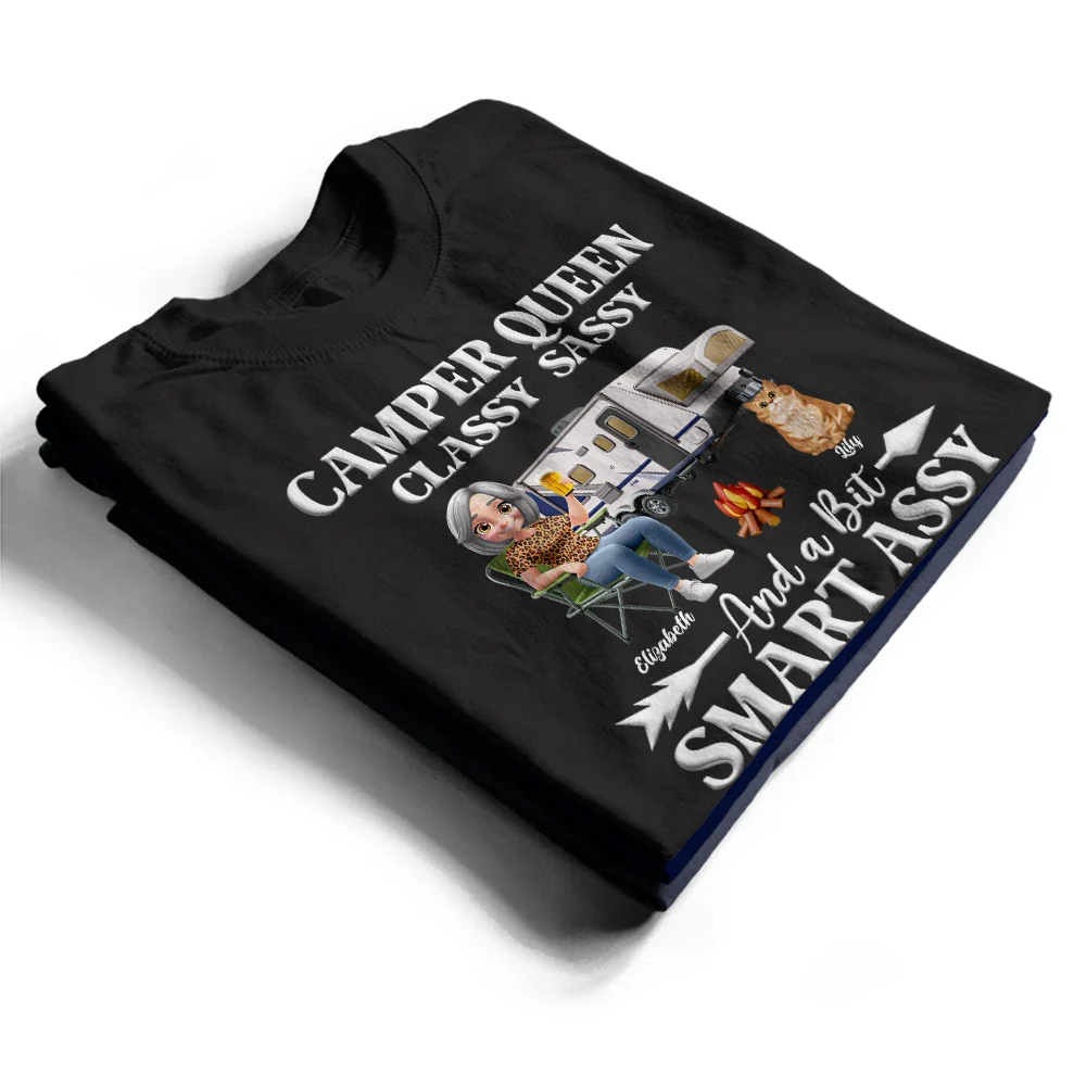 Camper Queen Classy Sassy Dog Cat - Personalized T Shirt - Image 2