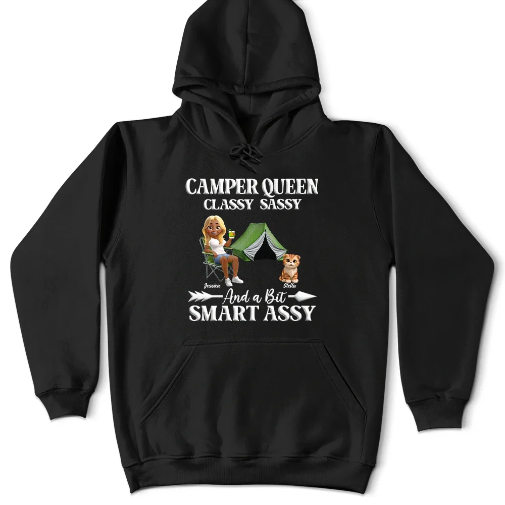 Camper Queen Classy Sassy Dog Cat - Personalized T Shirt - Image 4
