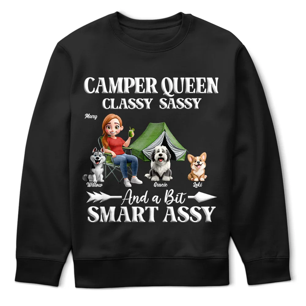 Camper Queen Classy Sassy Dog Cat - Personalized T Shirt - Image 5
