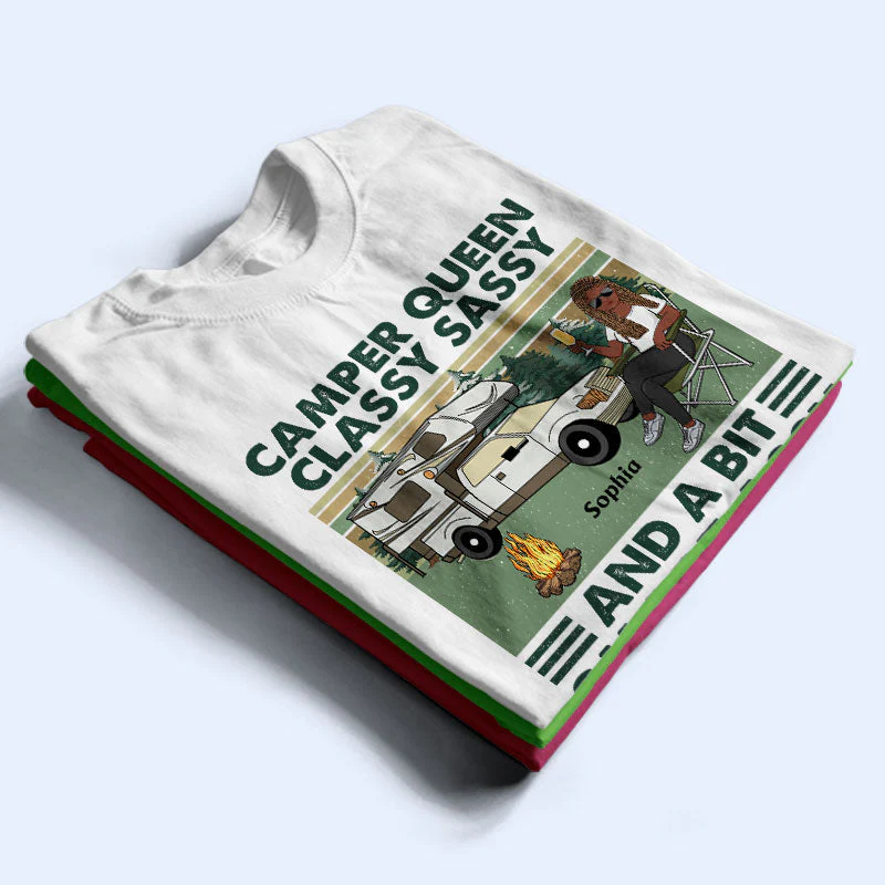 Camper Queen Classy Sassy - Gift For Camping Lovers - Personalized Custom T Shirt - Image 2
