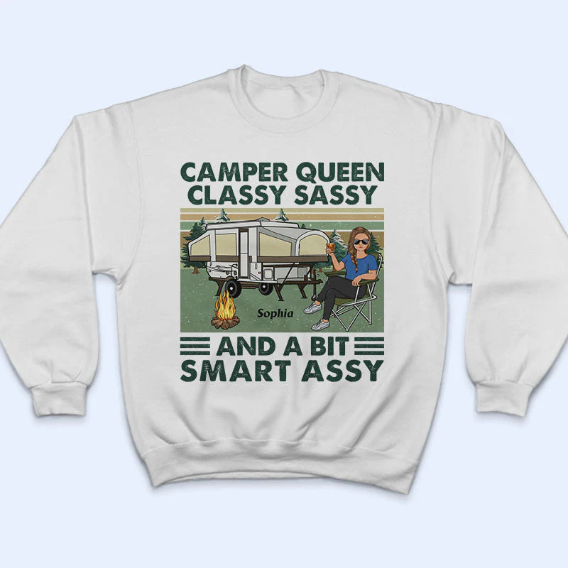 Camper Queen Classy Sassy - Gift For Camping Lovers - Personalized Custom T Shirt - Image 5