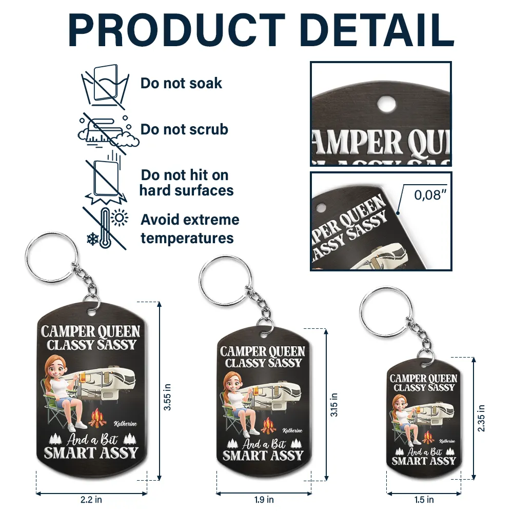 Camper Queen Classy Sassy - Personalized Aluminum Keychain - Image 5