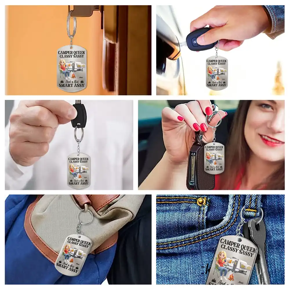 Camper Queen Classy Sassy - Personalized Aluminum Keychain - Image 6