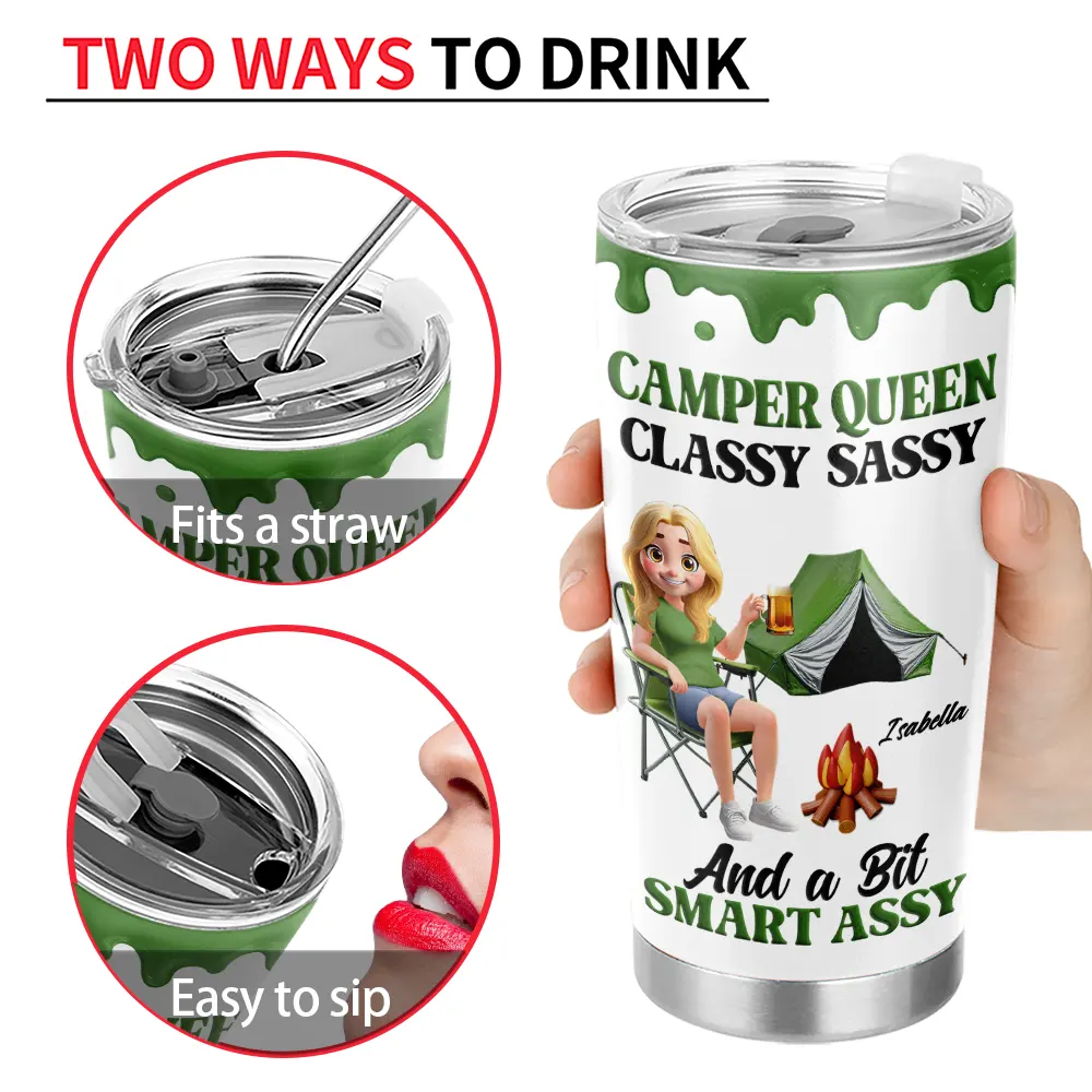 Camper Queen Classy Sassy - Personalized Tumbler - Image 4