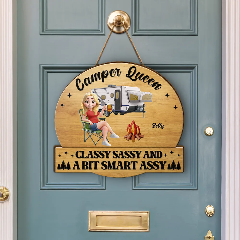 Camper Queens Classy Sassy - Personalized Custom Shaped Wood Sign - Image 3