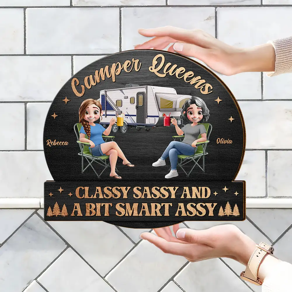 Camper Queens Classy Sassy - Personalized Custom Shaped Wood Sign - Image 4