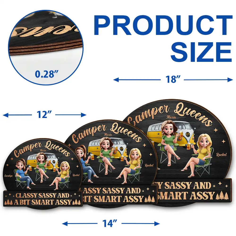 Camper Queens Classy Sassy - Personalized Custom Shaped Wood Sign - Image 5