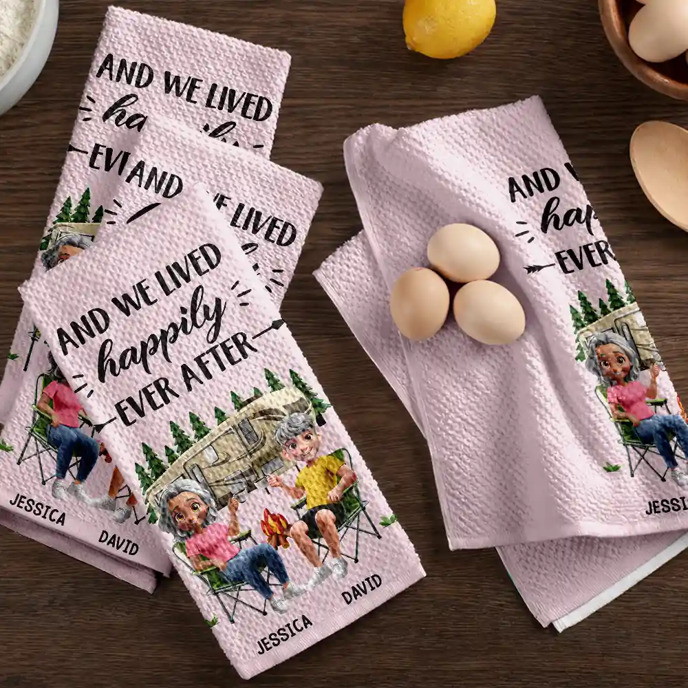 Camper Sweet Camper Camping Couple - Personalized Kitchen Towel - Image 6