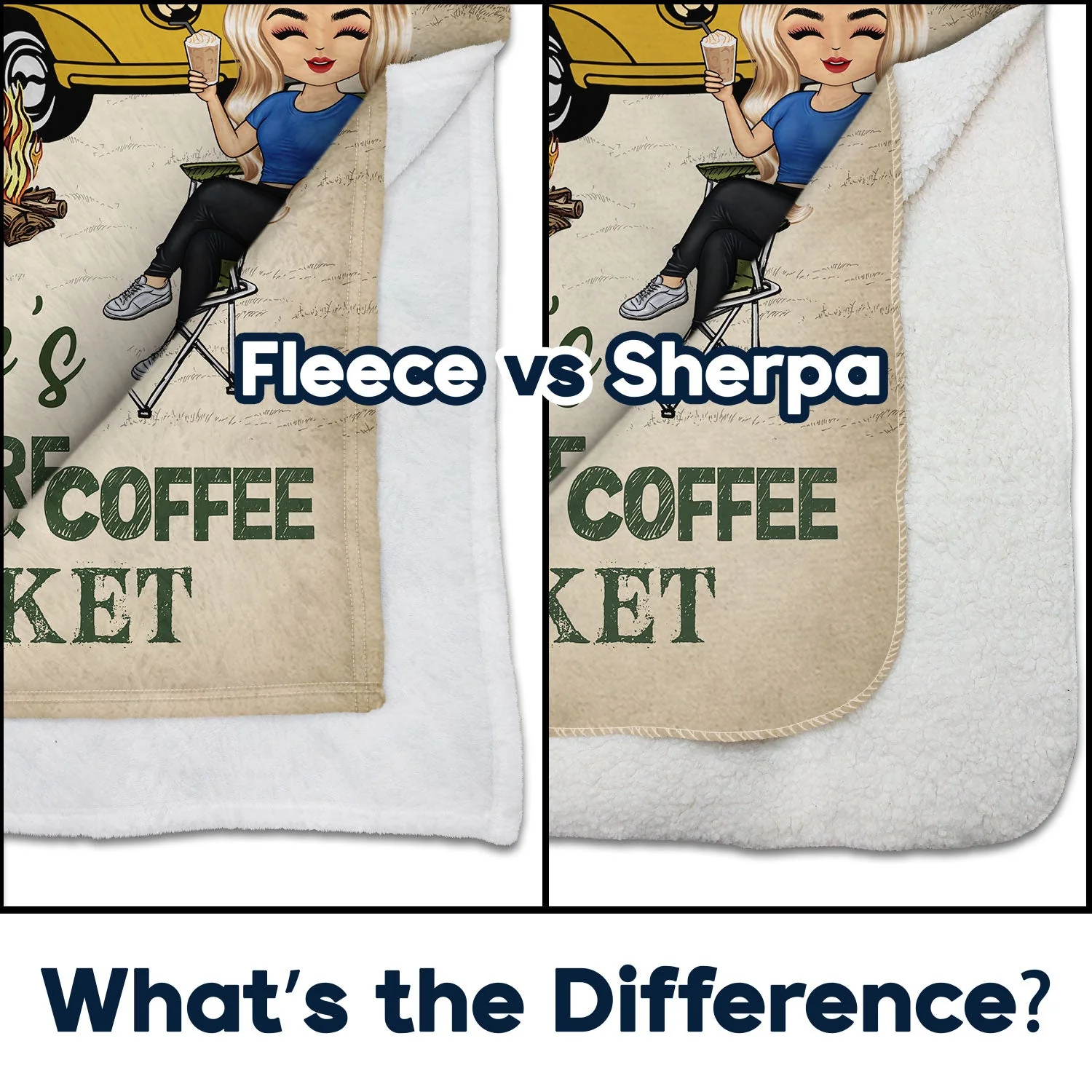 Campfire And Coffee Blanket - Gift For Camping Lovers, Campers - Personalized Fleece Blanket - Image 4