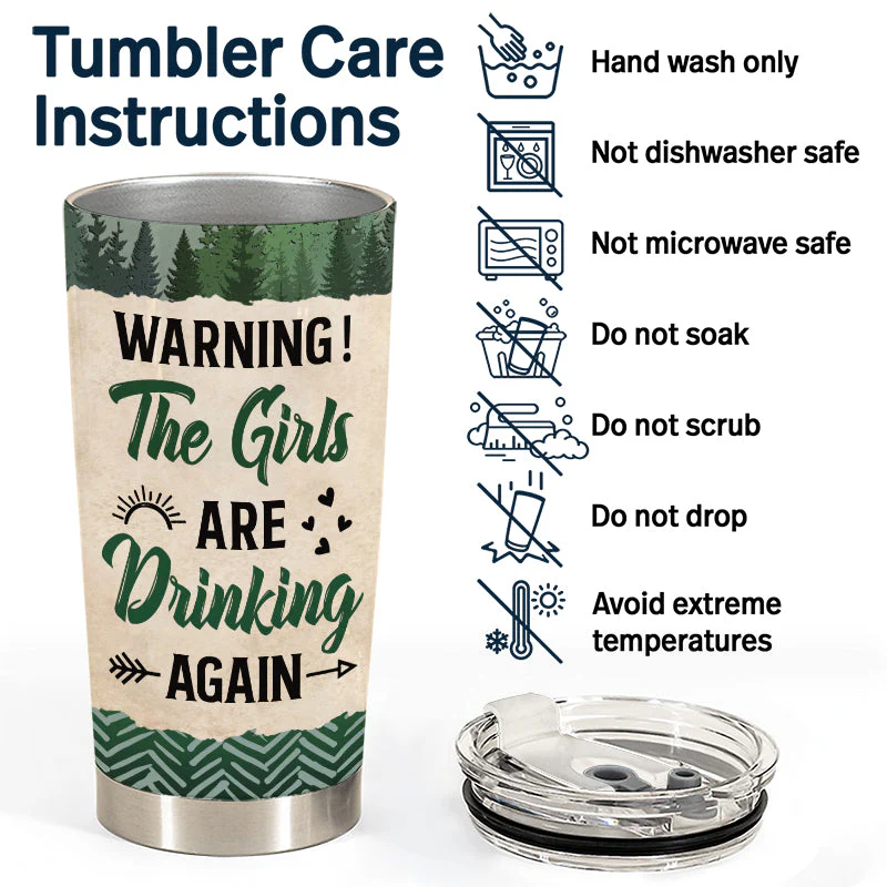 Camping Bestie Warning The Girls Are Drinking Again - Personalized Custom Tumbler - Image 5