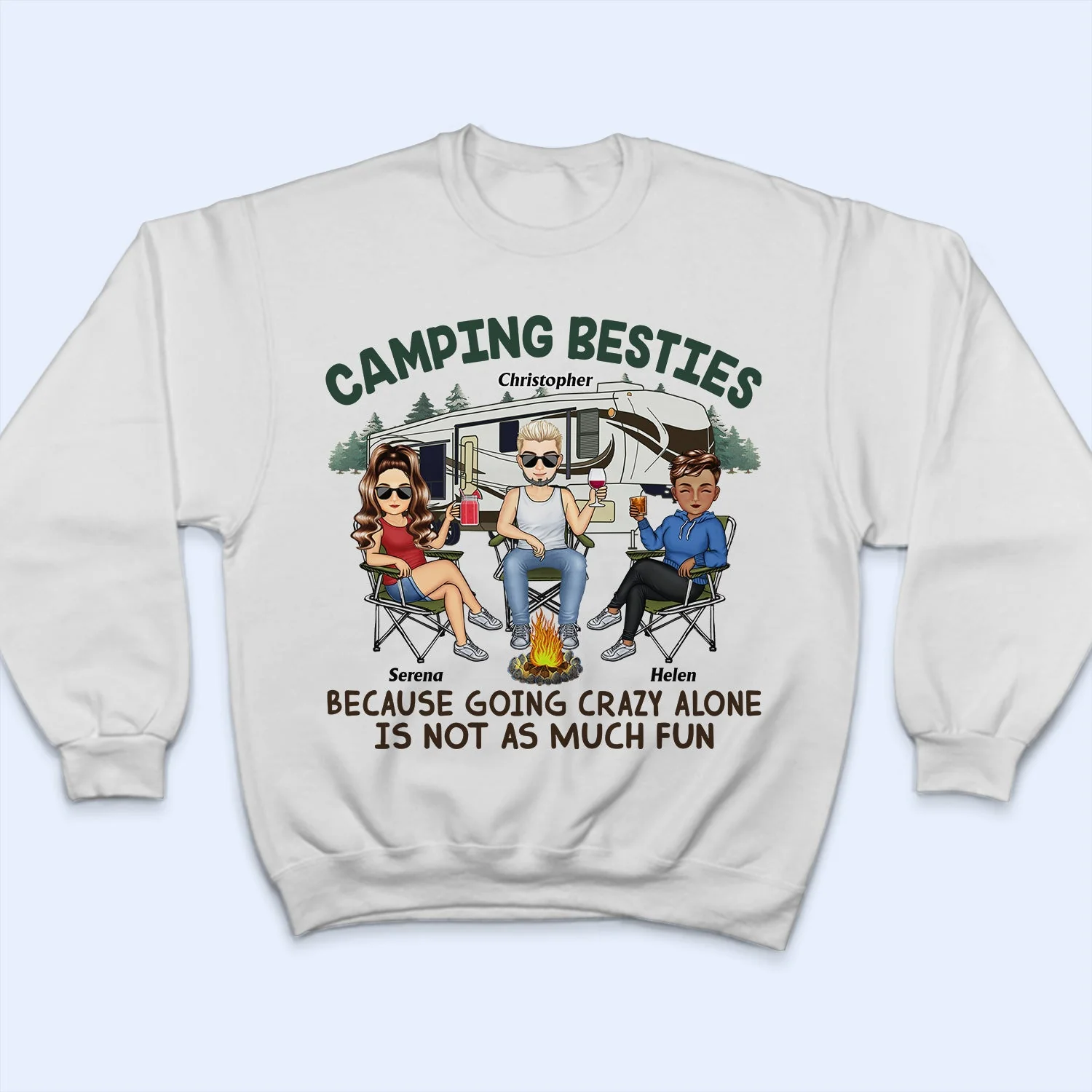 Camping Besties Traveling - Vacation, Funny Gift For Campers, Camping Friends - Personalized T Shirt - Image 5