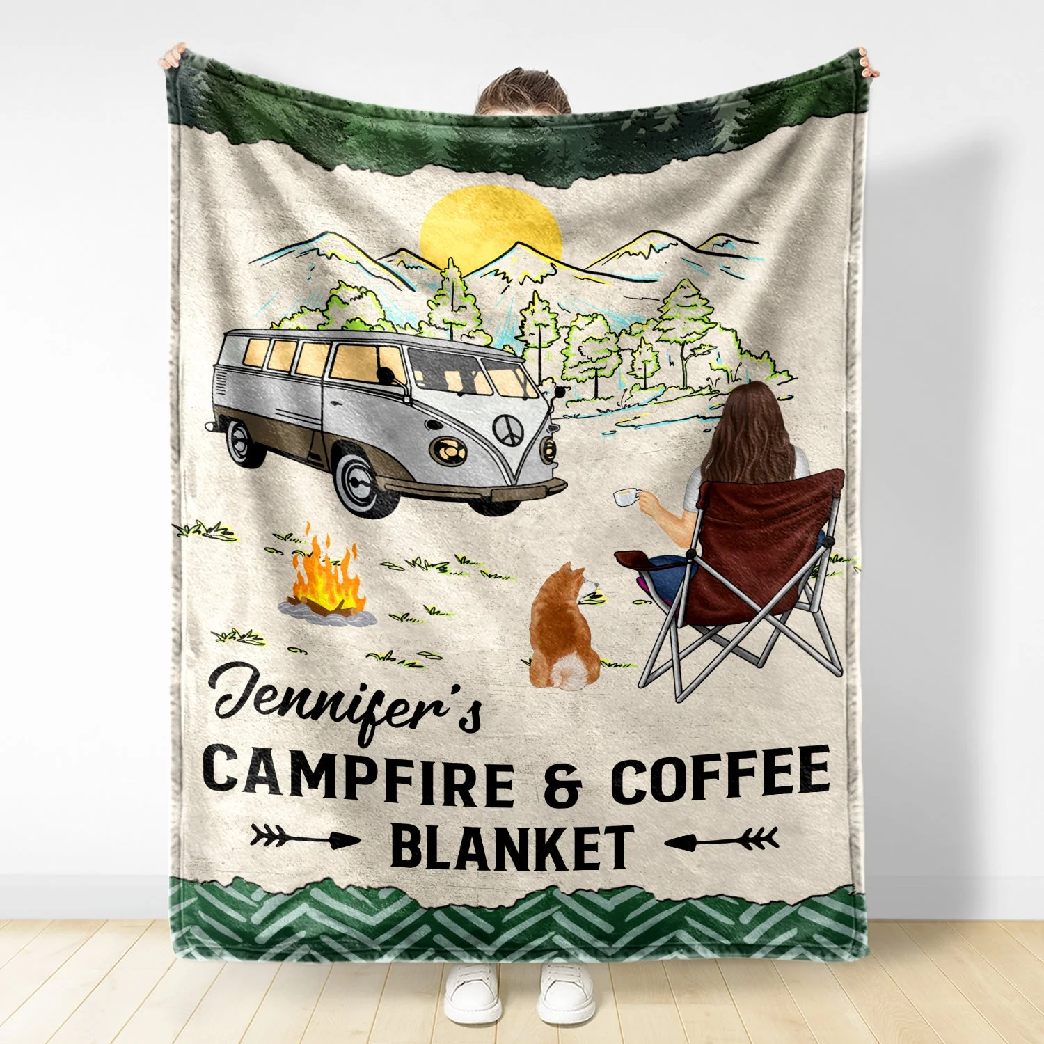Camping Campfire & Beer Blanket - Gift For Camping Lovers - Personalized Fleece Blanket - Image 2