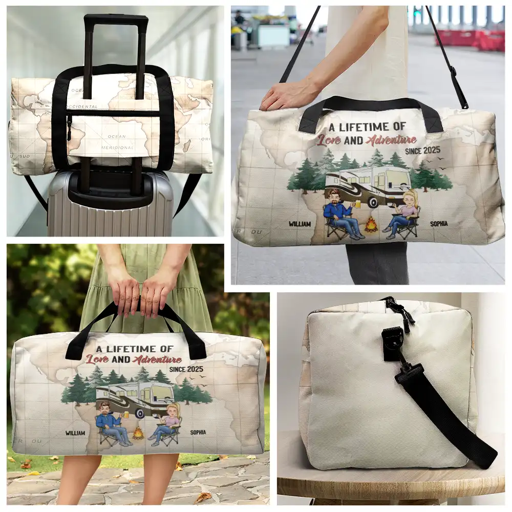 Camping Couple A Lifetime Of Love & Adventure - Personalized Duffle Bag - Image 3